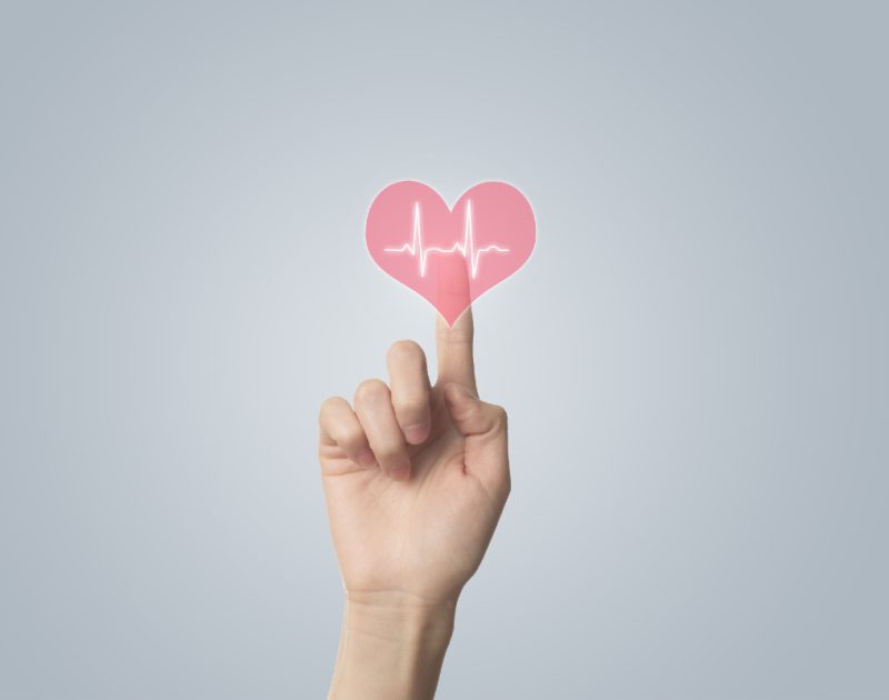 finger touching heart rate icon