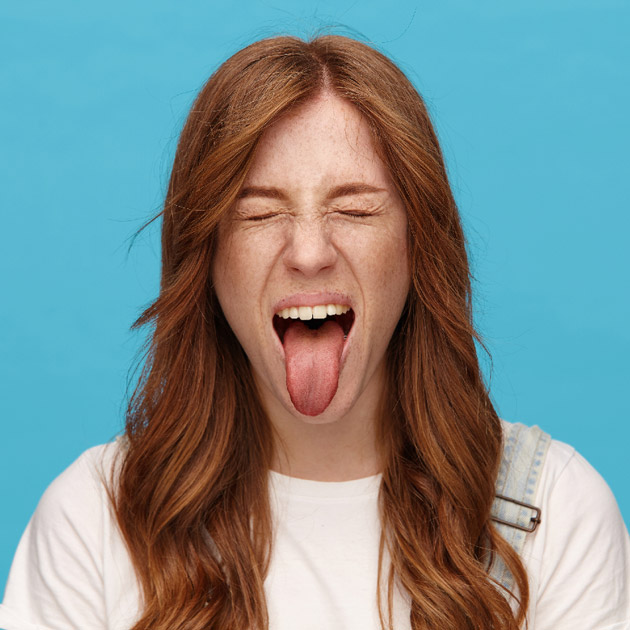 woman sticking her tongue out